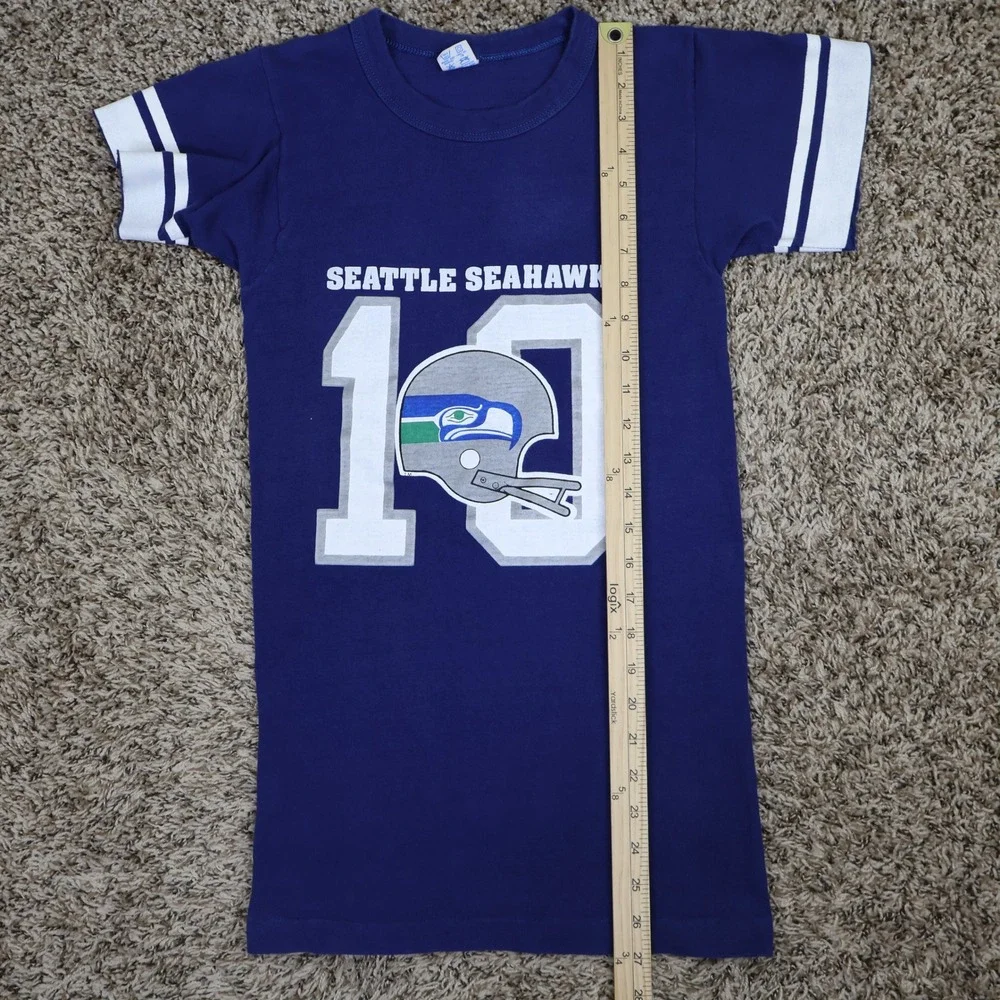 Vintage 80s Champion Seattle Seahawks T-Shirt Small Retro NFL Blue Cotton - Picture 16 of 16